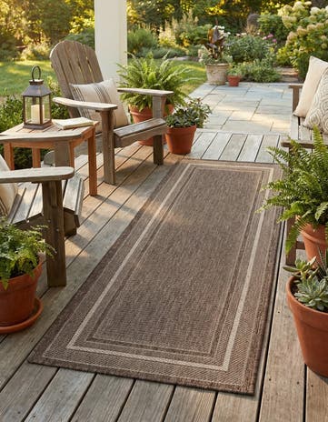 2' x 5' Easy-Clean Border Indoor / Outdoor Runner Rug