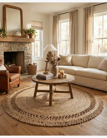 6' 1 x 6' 1 Handmade Braided Jute Round Rug