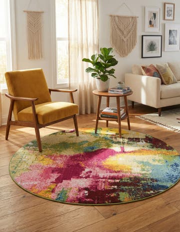 5' 3 x 5' 3 Washable Hyacinth Round Rug