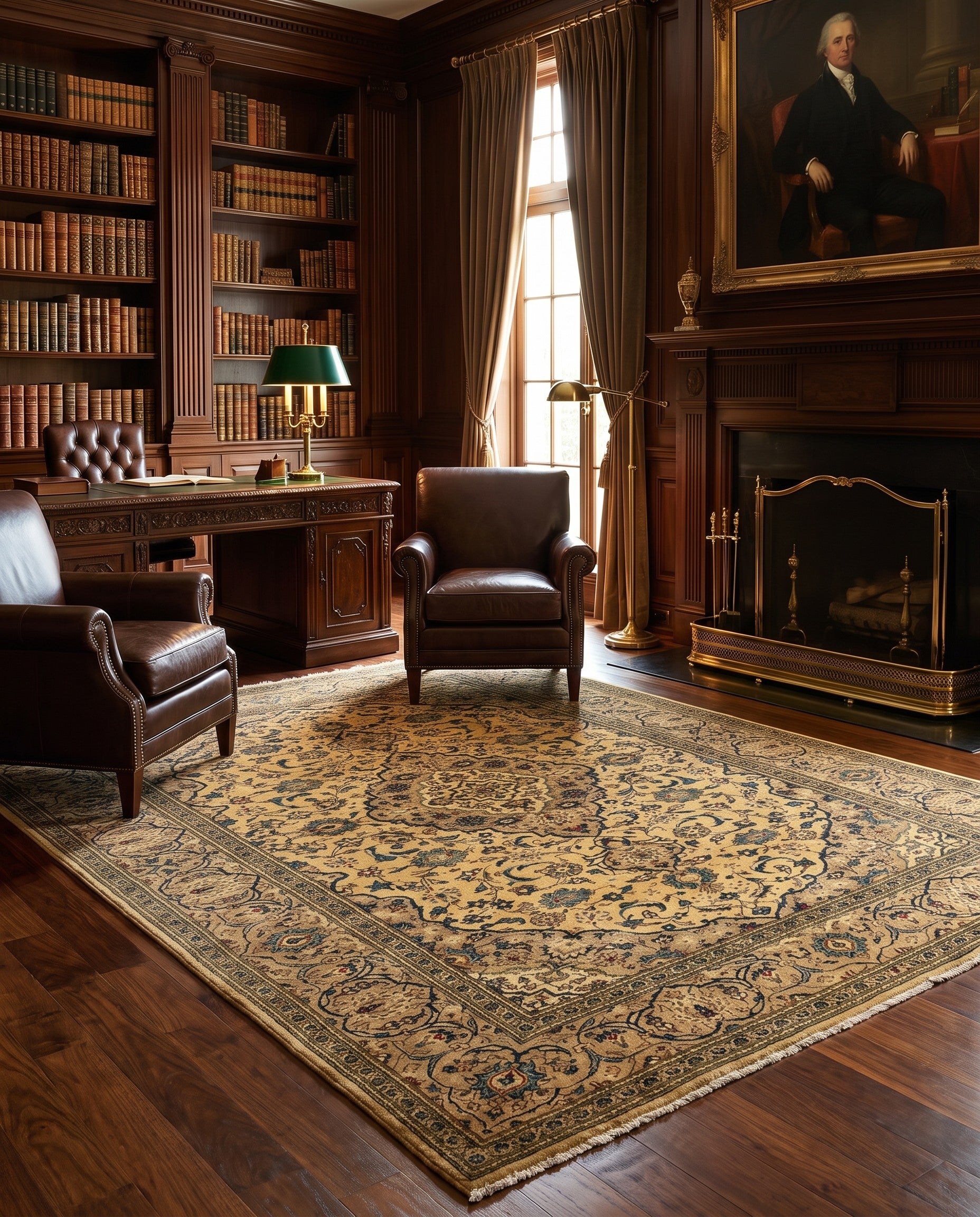 7' 11 x 11' 4 Hand Knotted Kashan Persian Wool Rug