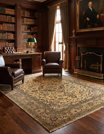 7' 11 x 11' 4 Hand Knotted Kashan Persian Wool Rug