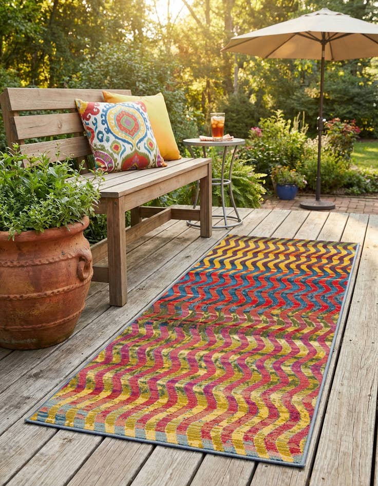 Detail image of 2' x 6' Washable Modern Indoor / Outdoor Runner Rug