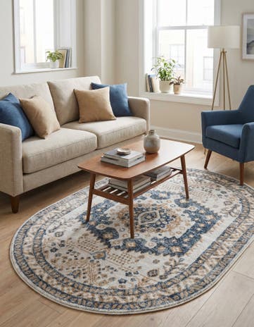 Cream Oxford Oval Rug