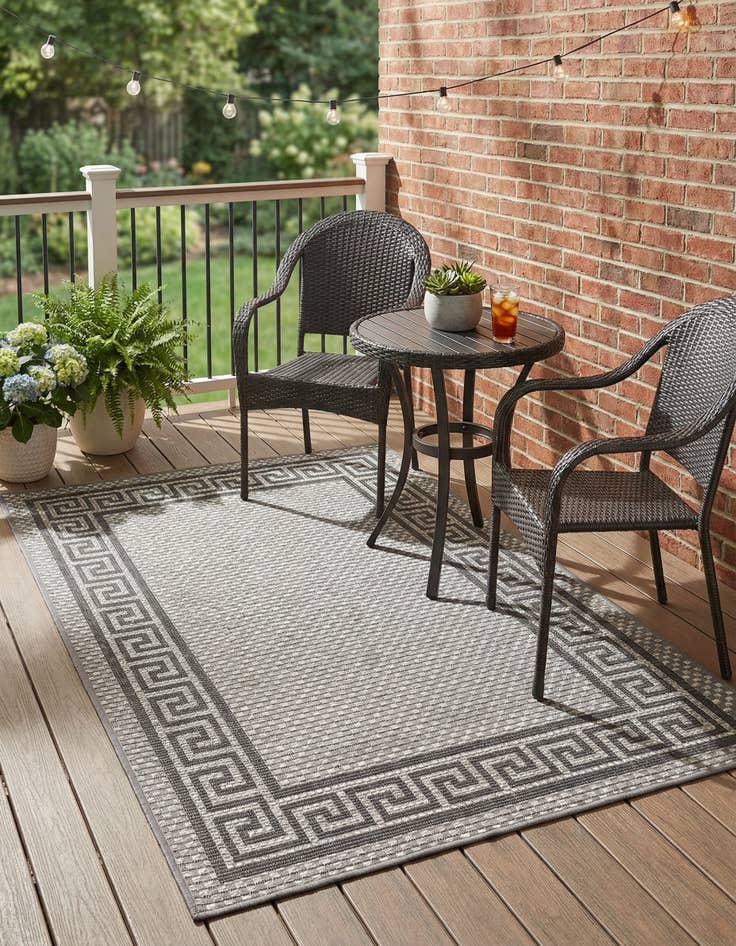 Detail image of 3' 3 x 5' Washable Border Indoor / Outdoor Rug