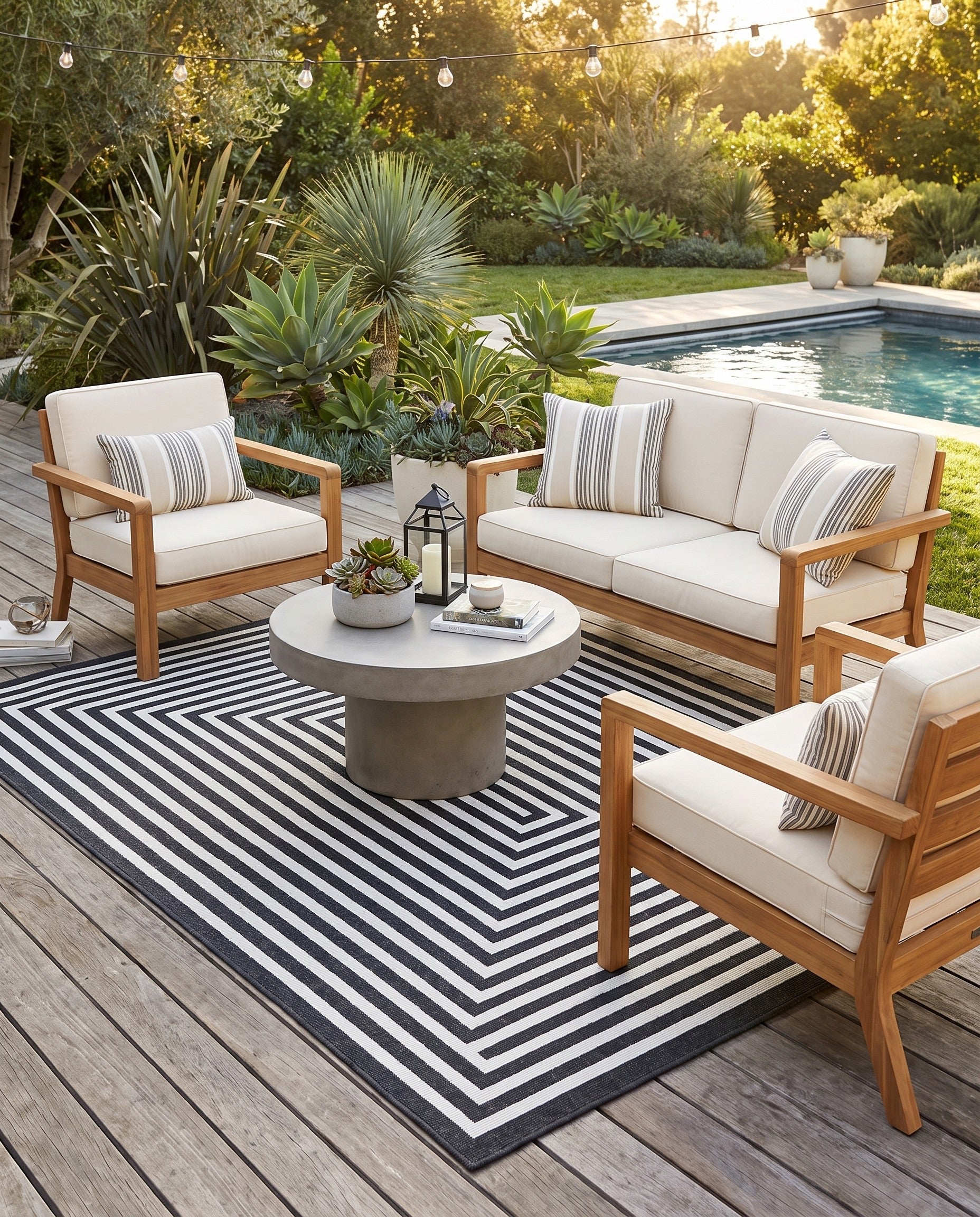 Black Easy-Clean Sabrina Soto Prescott Indoor / Outdoor Rug