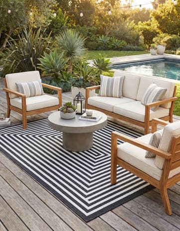 Black Easy-Clean Sabrina Soto Prescott Indoor / Outdoor Rug