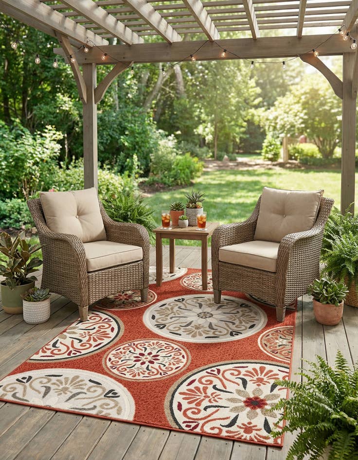 Detail image of 5' x 8' Washable Modern Indoor / Outdoor Rug