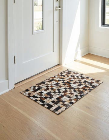 2' x 3' 1 Cowhide Leather Rug