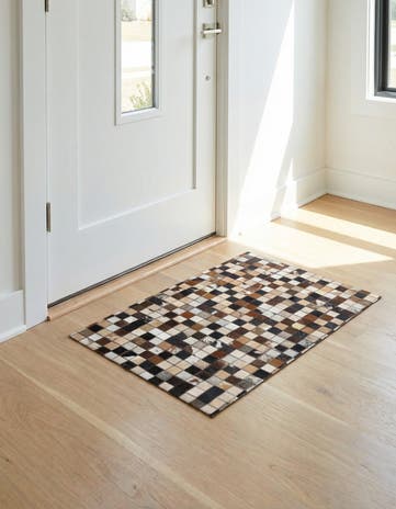 2' x 3' 1 Cowhide Leather Rug