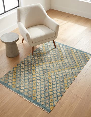 3' 4 x 5' Hand Woven Kilim Modern Wool Rug