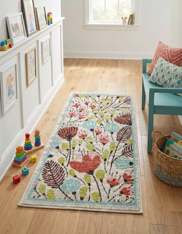 2' 2 x 4' Flowers Whimsy Kids Runner Rug