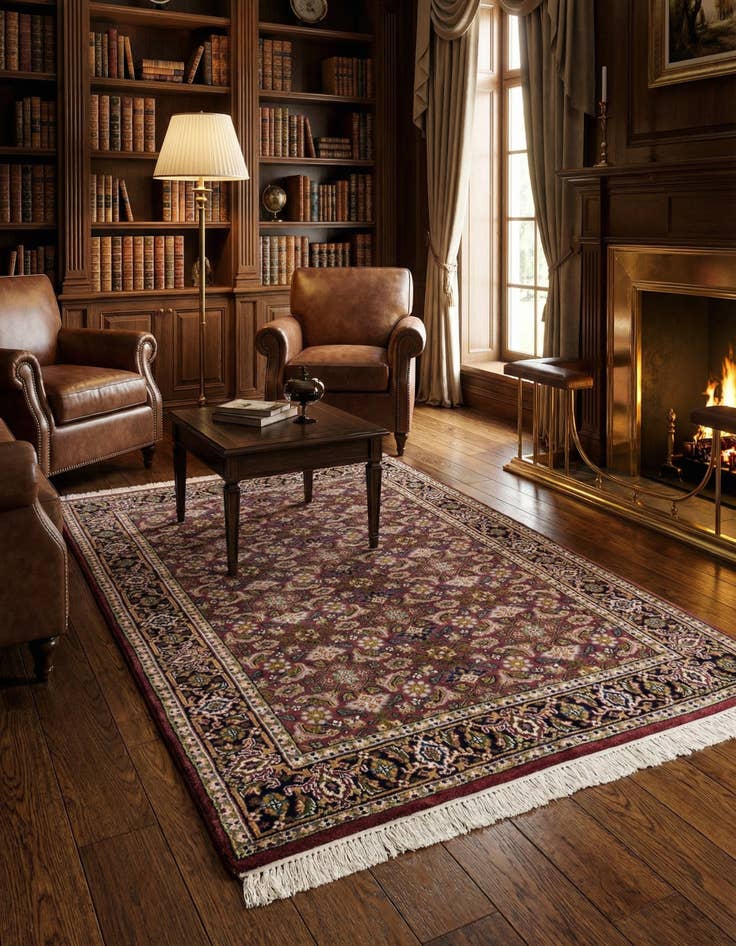 Detail image of 3' 9 x 5' 9 Hand Knotted Farahan Wool Rug