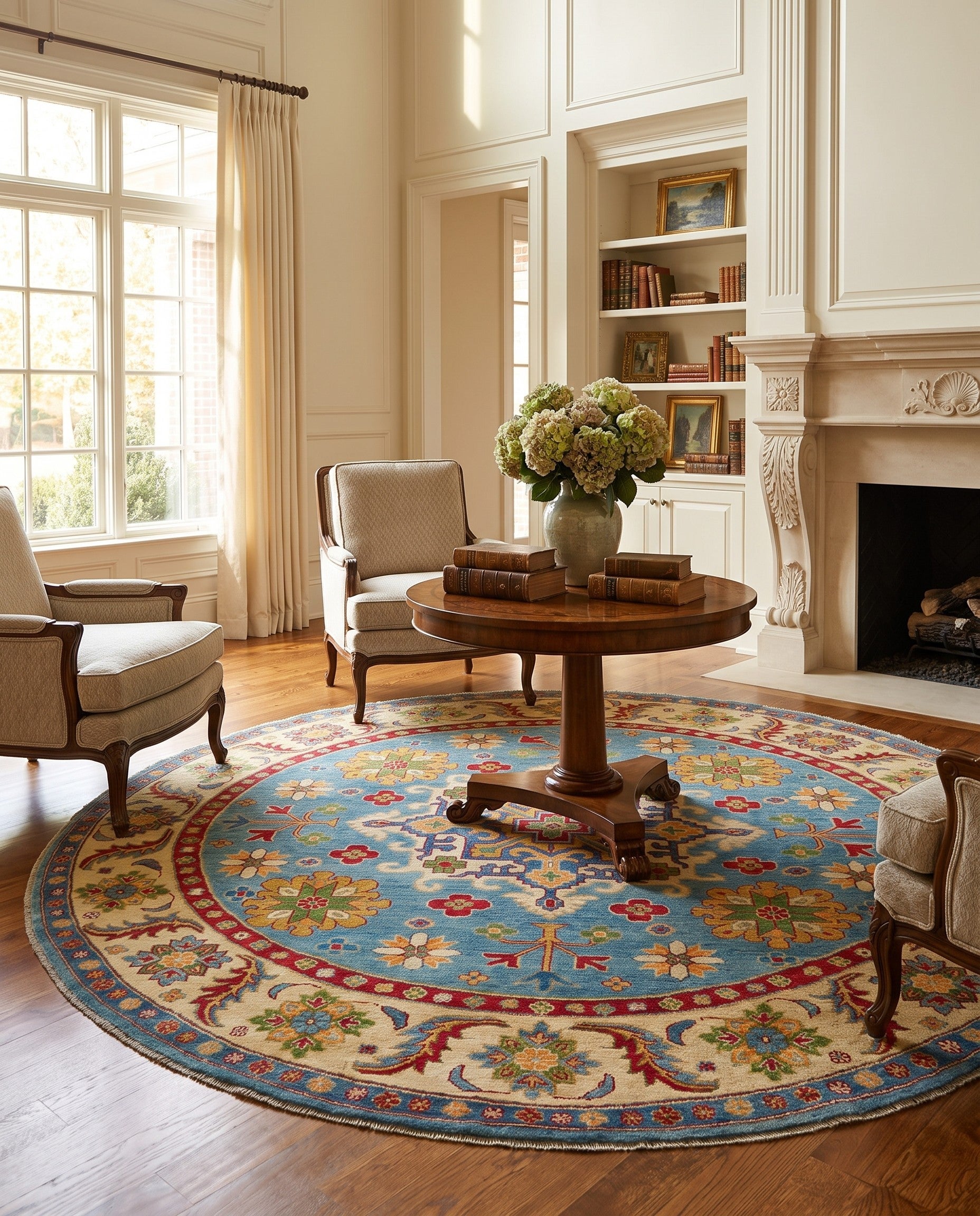 8' x 8' 1 Hand Knotted Kazak Round Rug