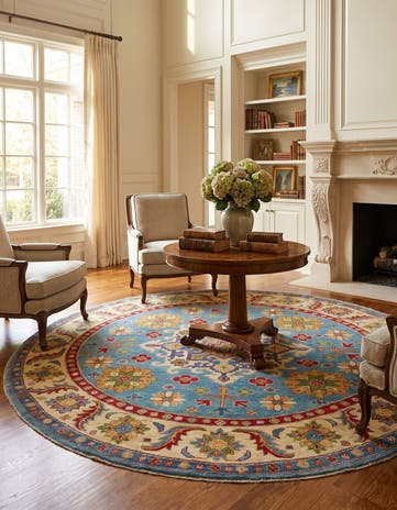 8' x 8' 1 Hand Knotted Kazak Round Rug