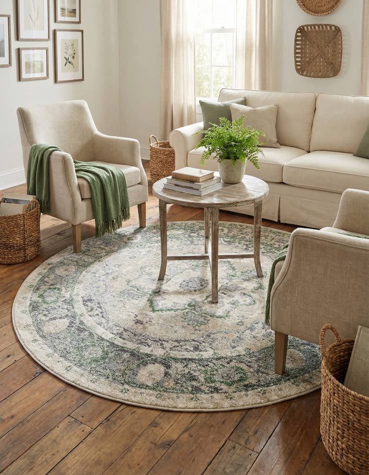 Detail image of 5' x 5' Madeline Vintage Round Rug