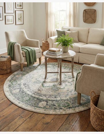 Stone Gray Madeline Vintage Round Rug