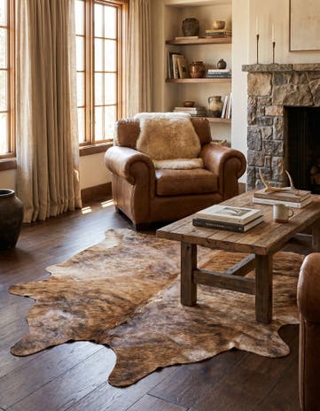 4' 8 x 5' 4 Cowhide Leather Rug