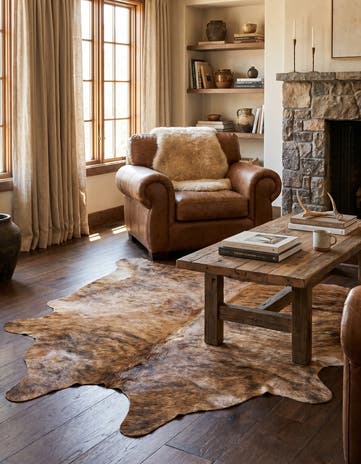 4' 8 x 5' 4 Cowhide Leather Rug