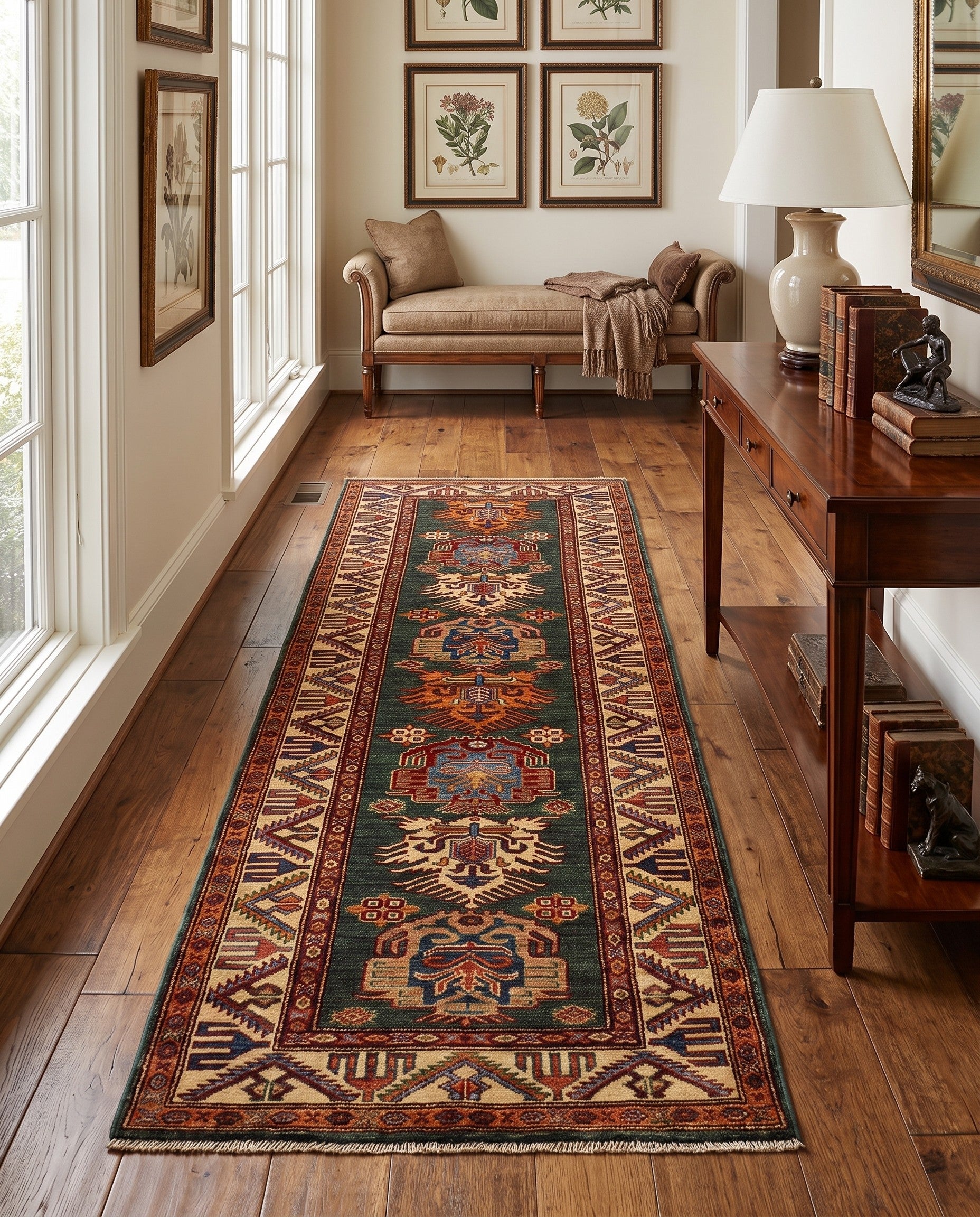 2' 9 x 8' 5 Hand Knotted Kazak Runner Rug