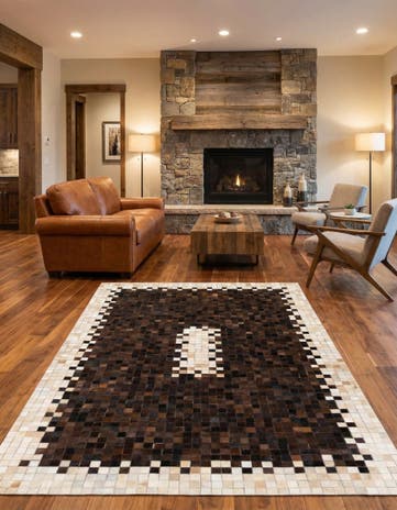 5' 3 x 8' Cowhide Stocks Rug