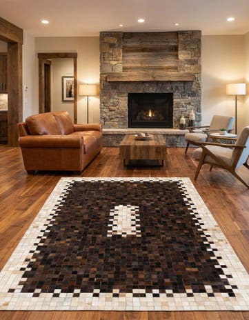 5' 3 x 8' Cowhide Stocks Rug