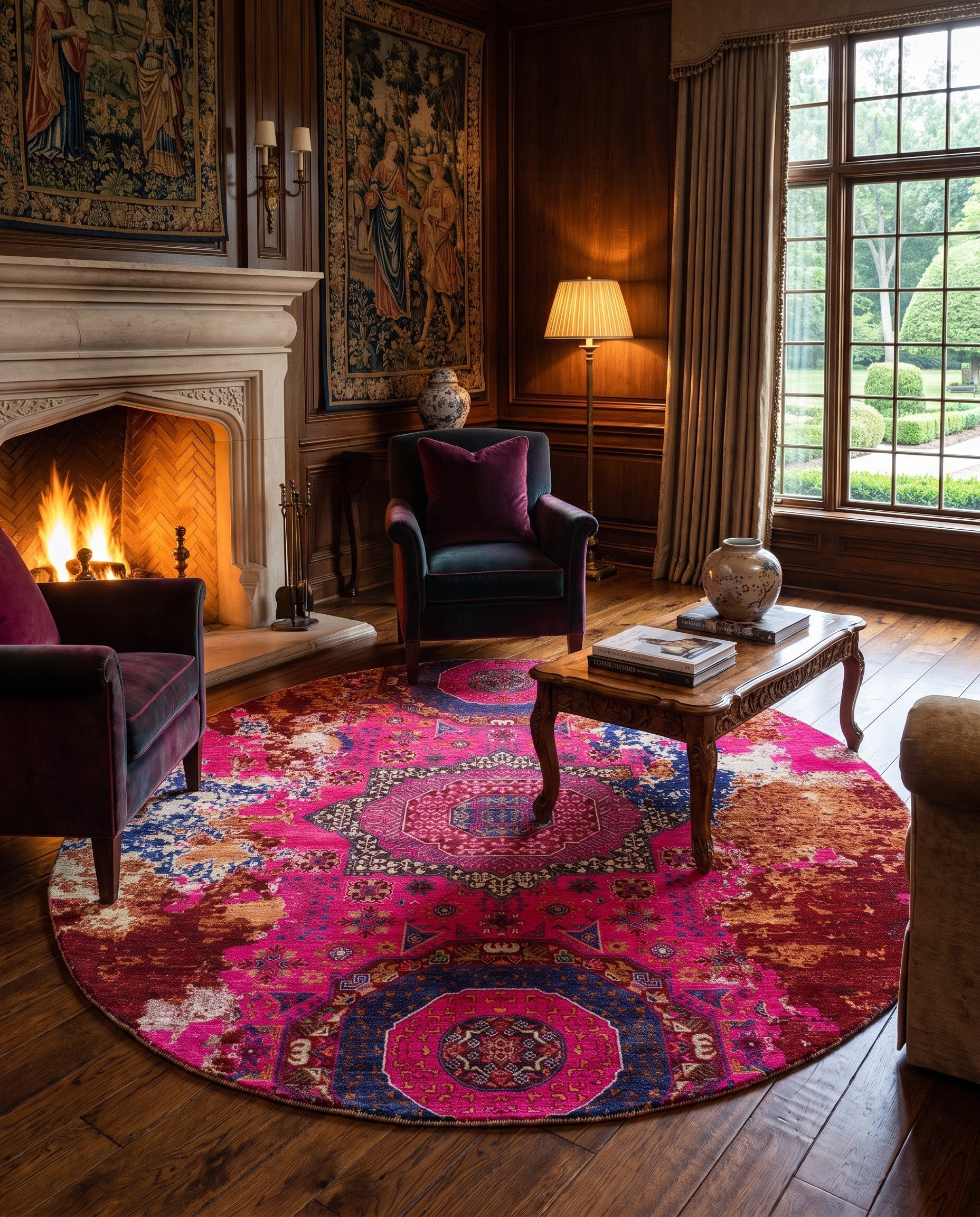 7' 1 x 7' 1 Hand Knotted Mamluk Ziegler Round Rug