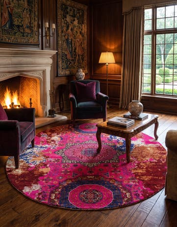7' 1 x 7' 1 Hand Knotted Mamluk Ziegler Round Rug