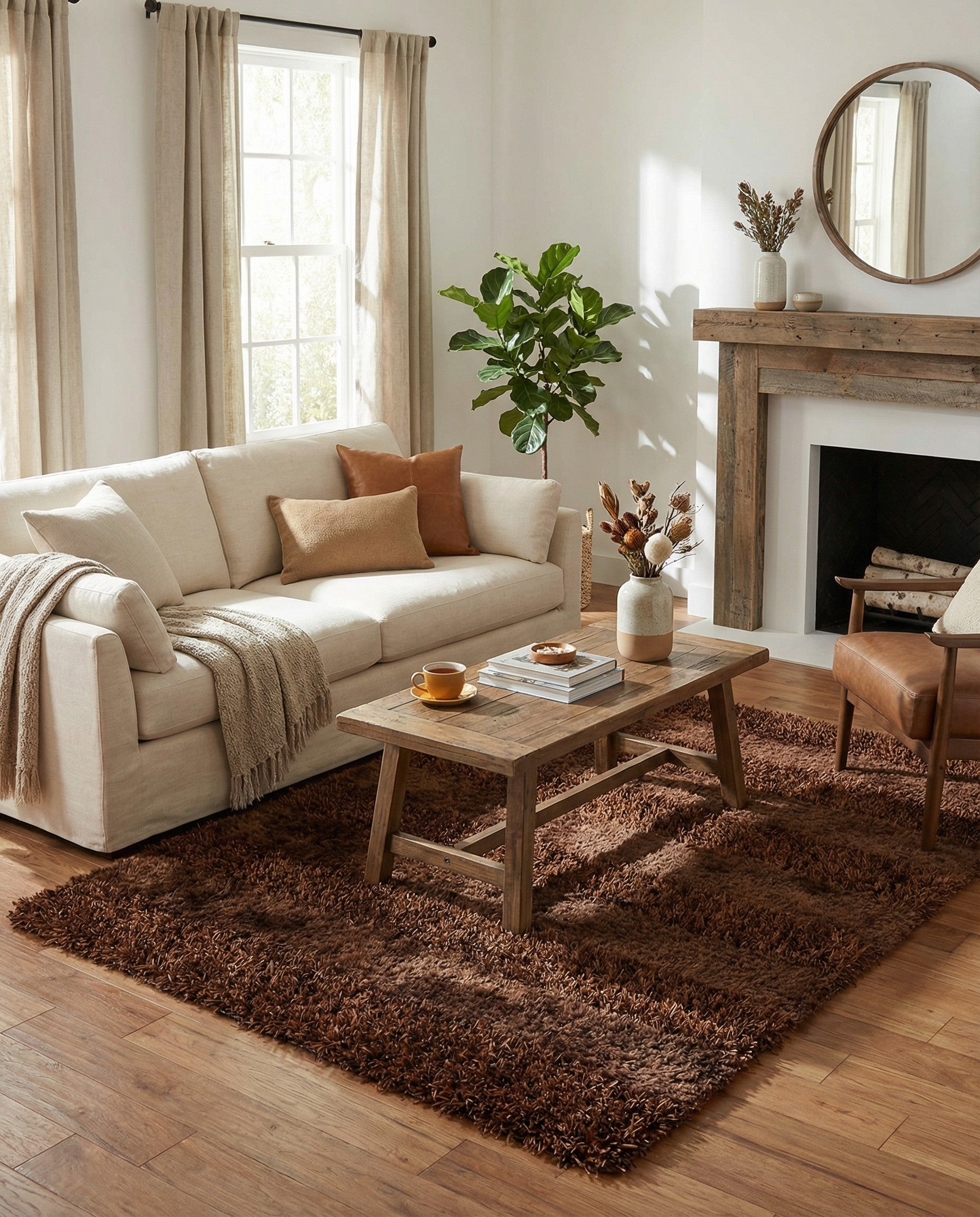 5' x 6' 7 Hand Knotted Solid Shag Oriental Rug