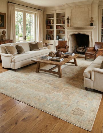 11' 9 x 14' 9 Hand Knotted Oushak Wool Rug