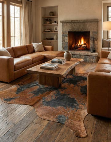7' 8 x 7' 8 Cowhide Leather Square Rug