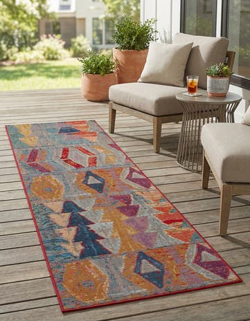 2' 7 x 7' Easy-Clean Modern Indoor / Outdoor Runner Rug