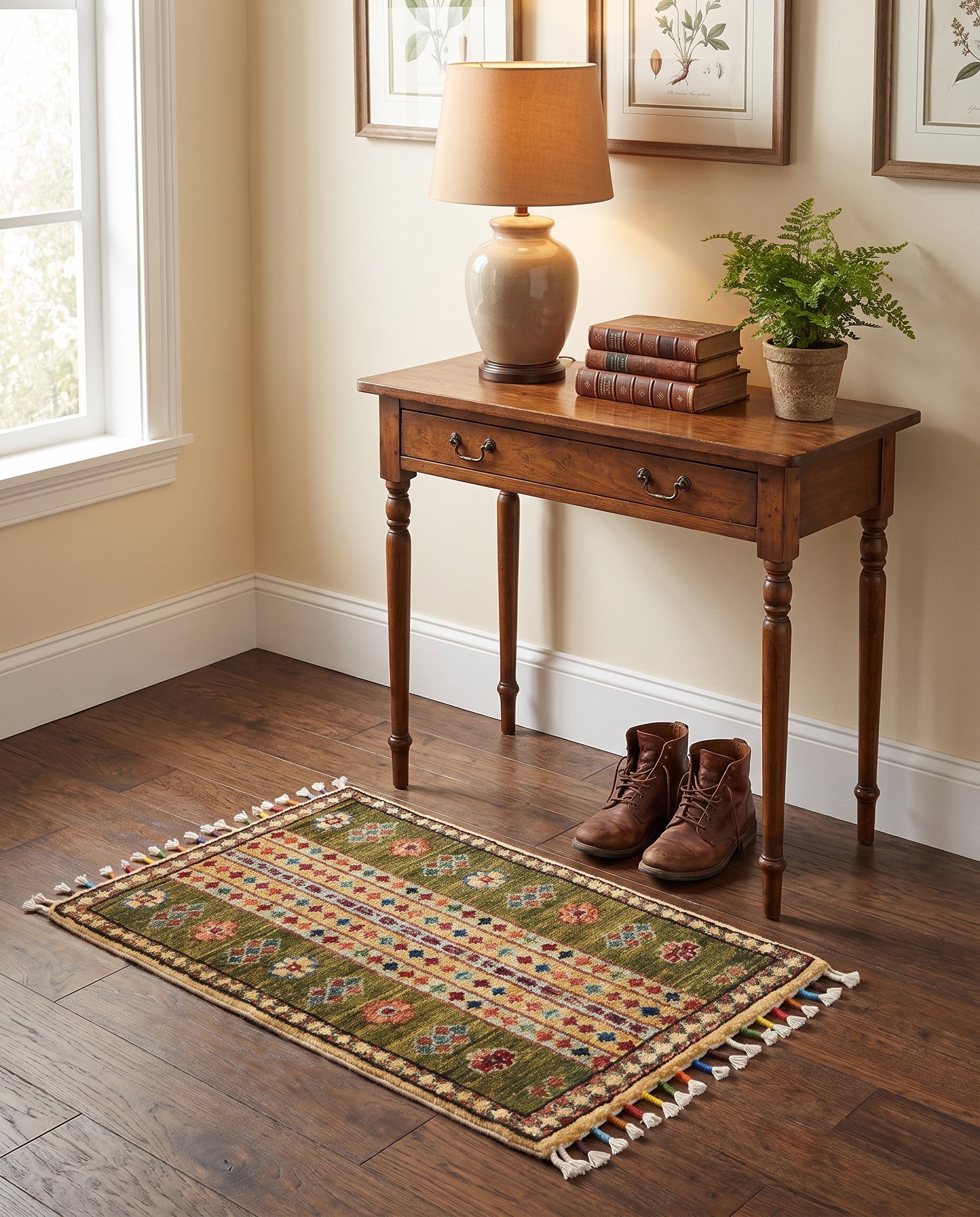 1' 4 x 2' Hand Knotted Ziegler Rug