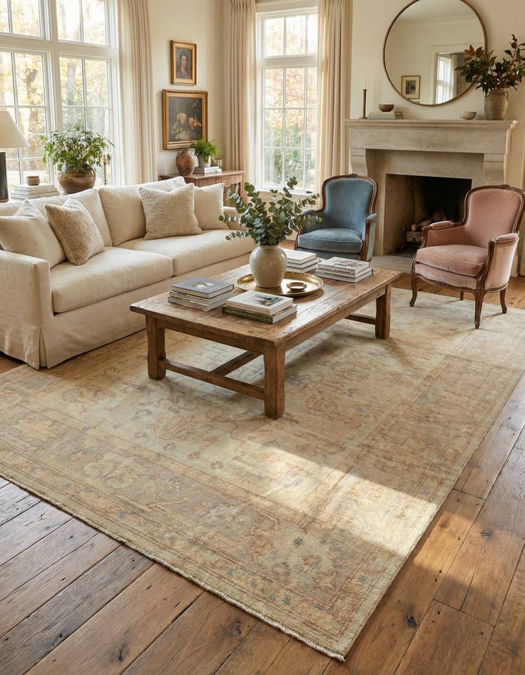 Detail image of 8' x 10' Hand Knotted Oushak Wool Rug