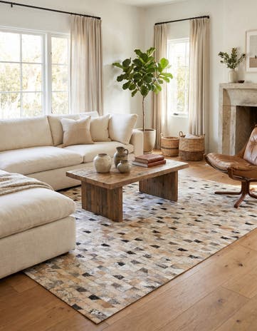 5' 3 x 7' 5 Cowhide Stocks Rug