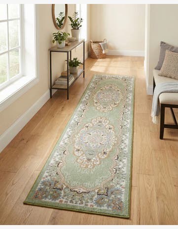 Light Green Kamala Washable Runner Rug