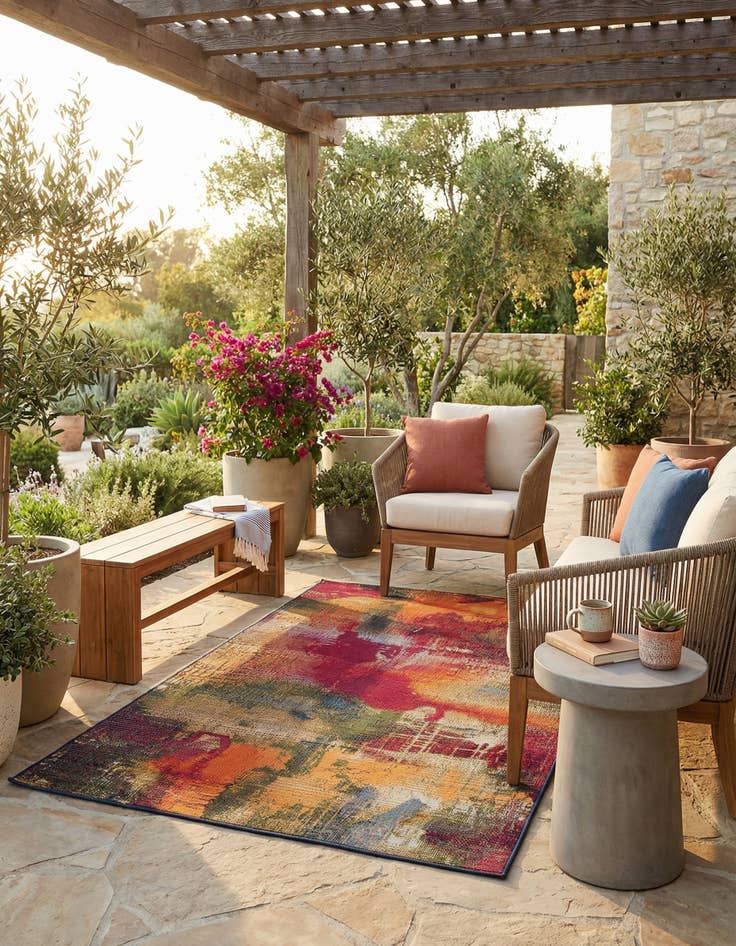 Detail image of 3' 3 x 5' 3 Washable Modern Indoor / Outdoor Rug