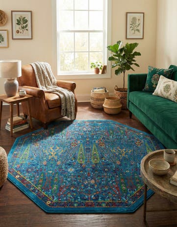 Navy Blue Calypso Octagon Rug