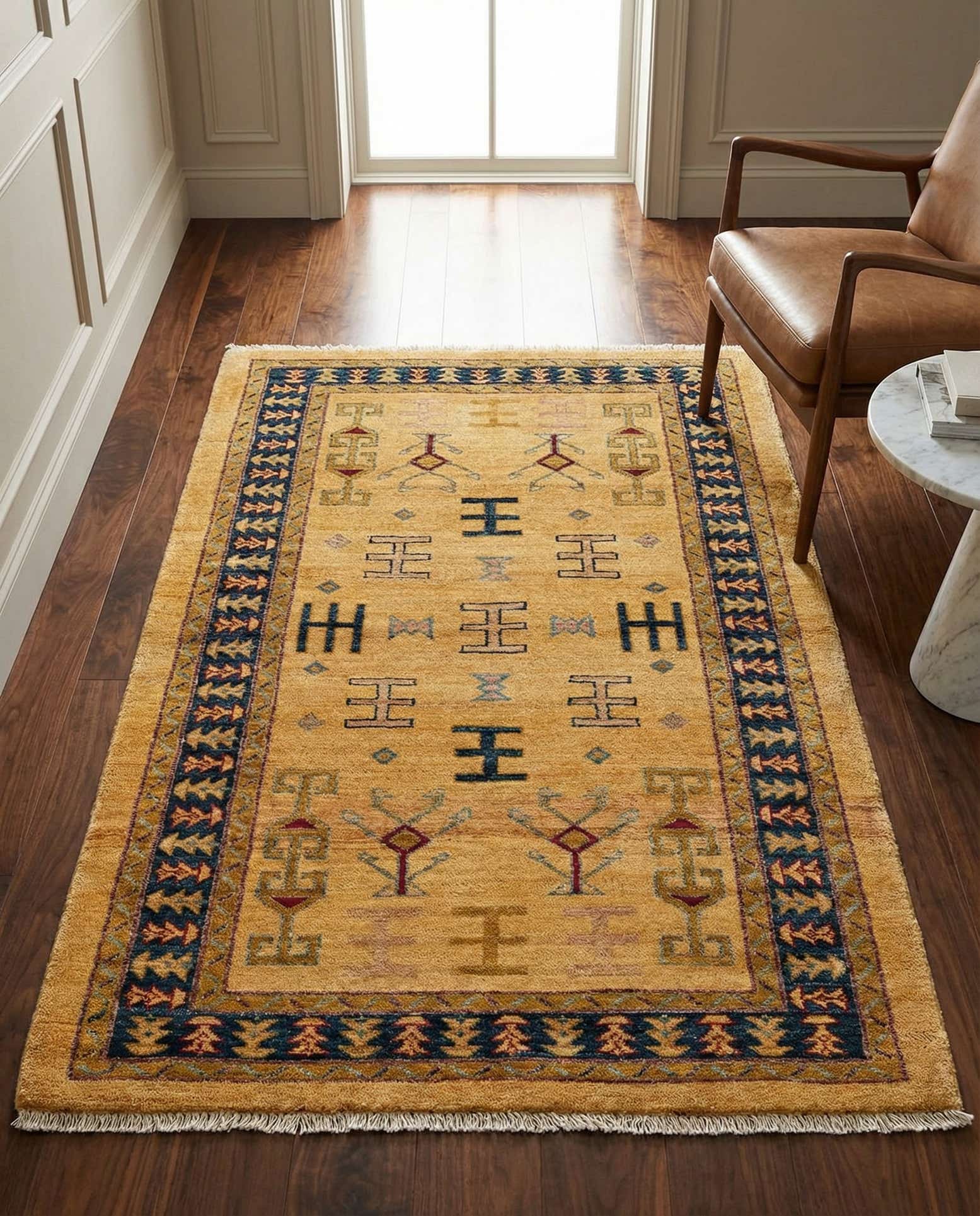 3' 4 x 5' 1 Hand Knotted Ziegler Wool Rug