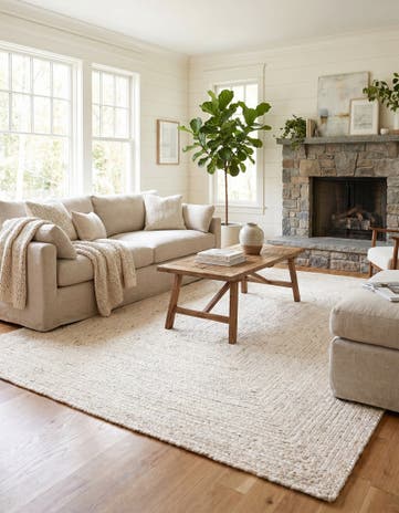 Ivory Handmade Braided Chindi Rug