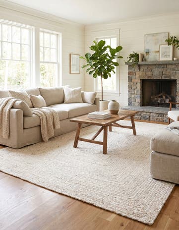 Ivory Handmade Braided Chindi Rug
