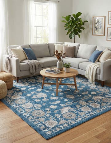 Blue Boston Square Rug