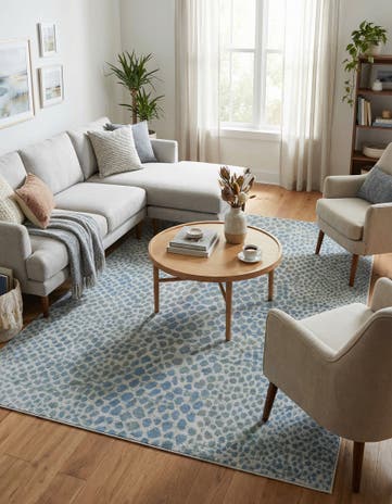Ivory Blue Kamala Washable Rug