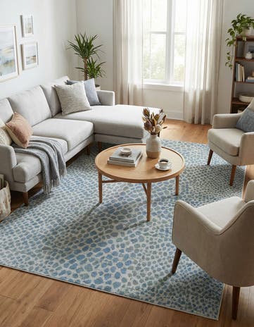 Ivory Blue Kamala Washable Rug
