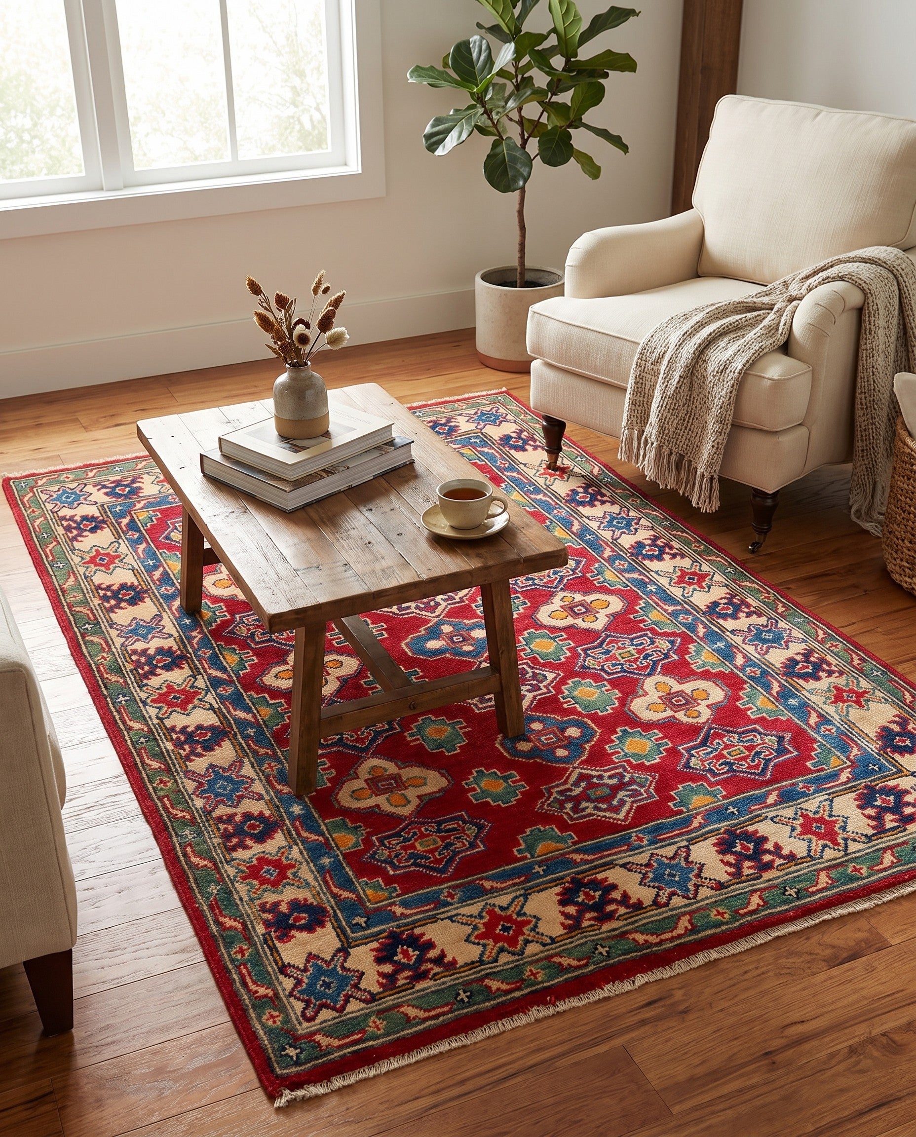 3' 3 x 4' 10 Hand Knotted Kazak Rug