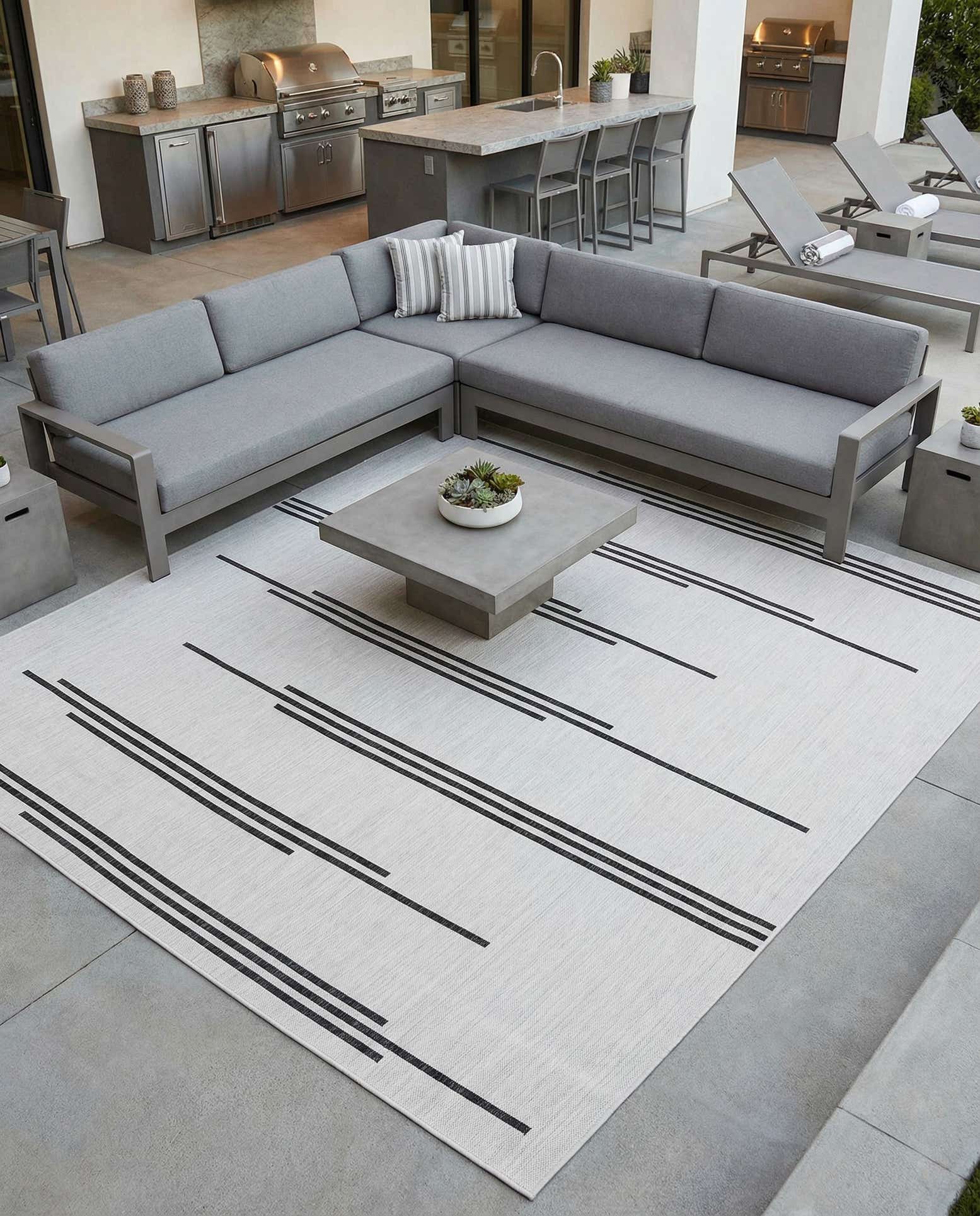 10' x 10' Easy-Clean Modern Indoor / Outdoor Square Rug