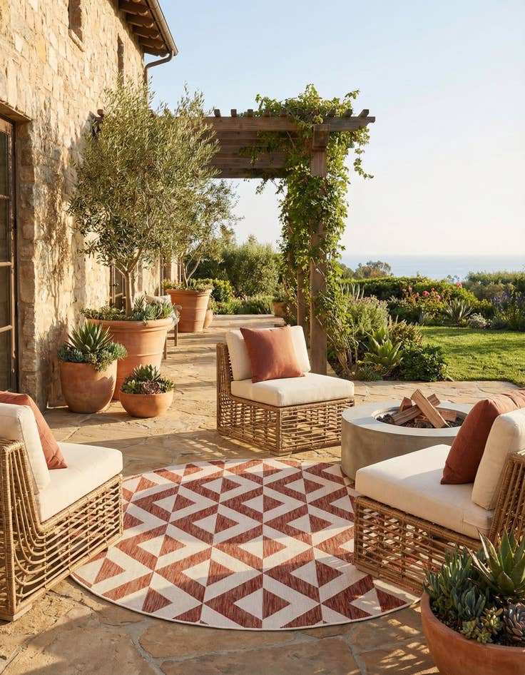 Detail image of 6' 7 x 6' 7 Washable Jill Zarin Napa Indoor / Outdoor Round Rug