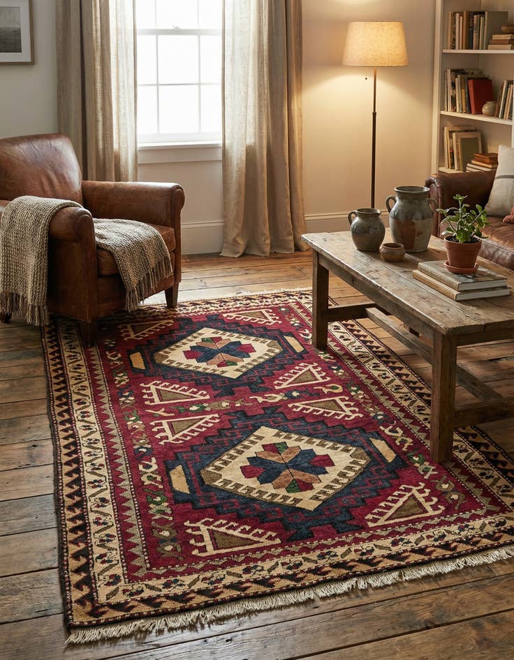 Detail image of 3' 10 x 5' 4 Hand Knotted Kars Wool Rug