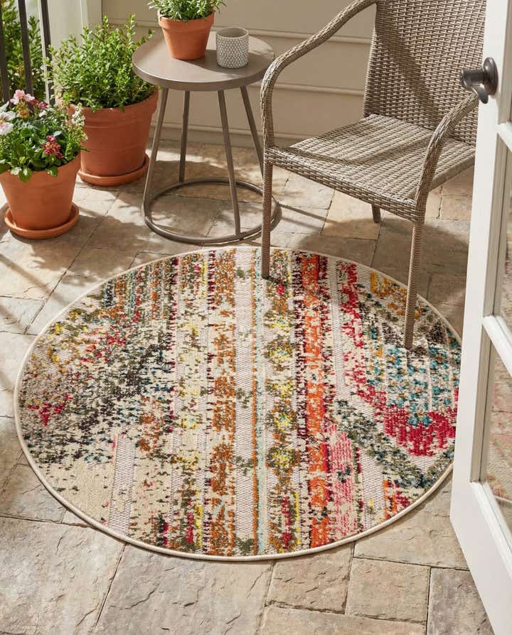 3' x 3' Easy-Clean Casablanca Indoor / Outdoor Round Rug