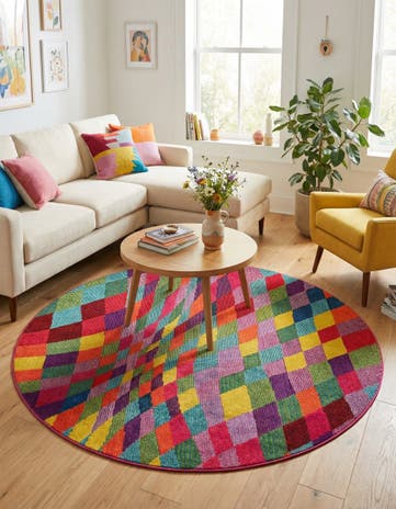 Washable Hyacinth Round Rug