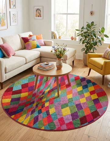 Washable Hyacinth Round Rug